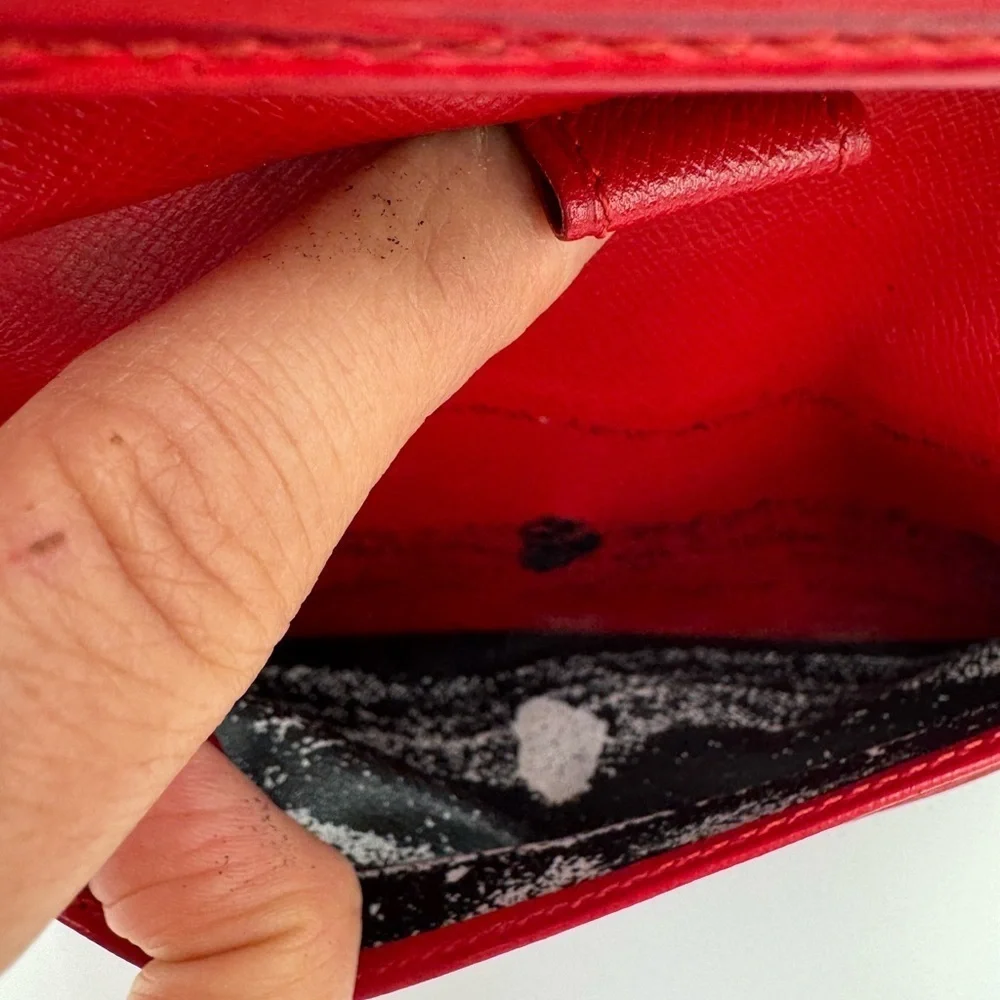 Authentic Louis Vuitton Red Epi Leather Porte Tresor International Wallet